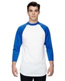 Augusta Sportswear 4420 Three-Quarter Raglan Sleev in White/ royal