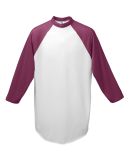 Augusta Sportswear 4420 Three-Quarter Raglan Sleev in White/ maroon