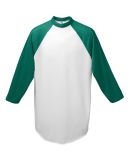 Augusta Sportswear 4420 Three-Quarter Raglan Sleev in White/ dark green