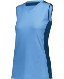 Augusta Sportswear 1676 Women's Paragon Jersey in Columbia blue/ navy/ white