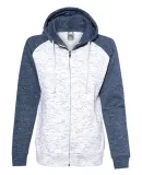 J America 8679 Women’s Mélange Fleece Colorbloc White/ Navy