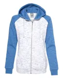 J America 8679 Women’s Mélange Fleece Colorbloc White/ Royal