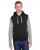 J America 8877 Triblend Sleeveless Hooded Sweatshi in Solid black