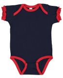 Rabbit Skins 4429 Infant Ruffle Fine Jersey Bodysu in Navy/ red