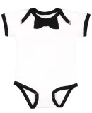 Rabbit Skins 4407 Baby Rib Infant Bow Tie Bodysuit WHITE/ BLACK