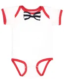 Rabbit Skins 4407 Baby Rib Infant Bow Tie Bodysuit WHT/ RD/ NV W ST