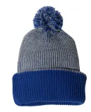 Sportsman SP70 12" Knit Speckled Pom-Pom Beanie Grey/ Royal