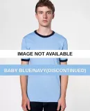 2410 American Apparel Fine Jersey Ringer Tee Baby Blue/Navy(Discontinued)