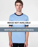 2410 American Apparel Fine Jersey Ringer Tee White/Navy(Discontinued)