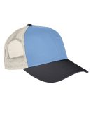 Authentic Pigment AP1919 Tri-Color Trucker Cap in Indigo/ blk/ kh