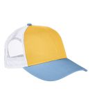 Authentic Pigment AP1919 Tri-Color Trucker Cap in Mustard/ bay/ wh