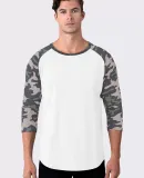 Cotton Heritage MC1190C Unisex 3/4 Sleeve Baseball Vintage White/Khaki Camo