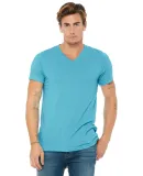 Bella + Canvas 3415 Unisex Triblend V-Neck Short S in Aqua triblend