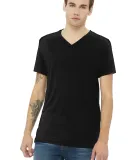 Bella + Canvas 3415 Unisex Triblend V-Neck Short S in Solid blk trblnd