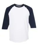 Alstyle 1334 Adult Baseball Tee White/ Navy