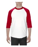 Alstyle 1334 Adult Baseball Tee White/ Red