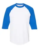 Alstyle 1334 Adult Baseball Tee White/ Royal