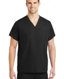 Cornerstone SCRUBTOP Unisex V-neck Scrub Top Black