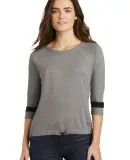 New Era LNEA136     Ladies Tri-Blend 3/4-Sleeve Te ShGy/BlkSd