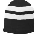 Port & Company C922    Fleece-Lined Striped Beanie Black/White