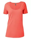 Delta Apparel P504C   Ladies Scoop CVC in Coral heather kfh