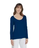 Delta Apparel P507C   Ladies CVC LS in Harbor blue a2g