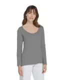 Delta Apparel P507C   Ladies CVC LS in Graphite heather k2v
