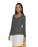 Delta Apparel P507T   Ladies LS TRI in Charcoal heather