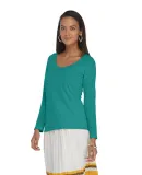 Delta Apparel P507T   Ladies LS TRI in Jade heather