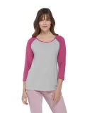 Delta Apparel P508T   Ladies Raglan TRI in Ahtletic heather/berry heather