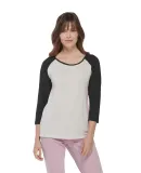 Delta Apparel P508T   Ladies Raglan TRI in Oatmeal heather/black heather