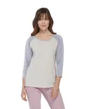 Delta Apparel P508T   Ladies Raglan TRI in Oatmeal heather/iris heather