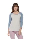 Delta Apparel P508T   Ladies Raglan TRI in Oatmeal heather/steel heather