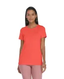 Delta Apparel P513C   Lds Band Crew CVC in Deep coral