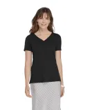 Delta Apparel P514S   Lds Vee Crew SLUB in Black