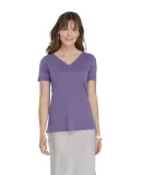 Delta Apparel P514S   Lds Vee Crew SLUB in Vino