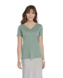 Delta Apparel P514S   Lds Vee Crew SLUB in Sea glass