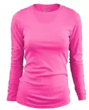 Delta Apparel S6562VP   Juniors LS Crew in Neon pink