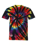 Dyenomite 200TD Rainbow Cut-Spiral Tie-Dyed T-Shir in Black rainbow cut-spiral