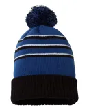 Richardson Hats 134 Stripe Pom Cuffed Beanie Royal/ Black/ White