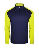 Badger Sportswear 2231 Youth Breakout Quarter-Zip  in Navy/ safety yellow