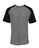 Badger Sportswear 4950 Triblend Full Button T-Shir Graphite/ Black