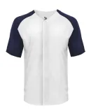 Badger Sportswear 4950 Triblend Full Button T-Shir White/ Navy