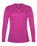 Badger Sportswear 4964 Women's Tri-Blend Long Slee in Hot pink heather