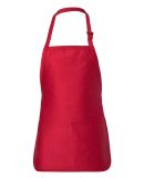 Q-Tees Q4250 Full-Length Apron with Pouch Pocket in Red