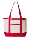 Q-Tees Q125800 20L Small Deluxe Tote Natural/ Red