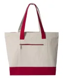 Q-Tees Q1300 19L Zippered Tote Natural/ Red