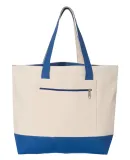 Q-Tees Q1300 19L Zippered Tote Natural/ Royal