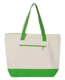 Q-Tees Q1300 19L Zippered Tote Natural/ Lime