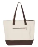 Q-Tees Q1300 19L Zippered Tote Natural/ Chocolate